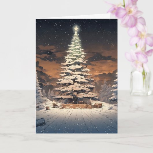 Kerstboom met sneeuw  カード (蘭)
