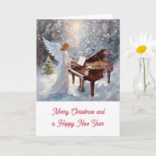 Kerstengel achter de piano カード (小さな植物)