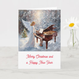 Kerstengel achter de piano カード