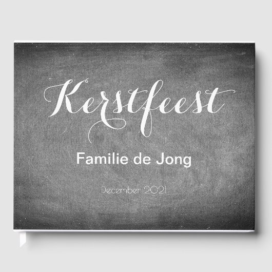 Kerstfeest Schoolbord Stijl Krijtjes Typography ゲストブック (正面)