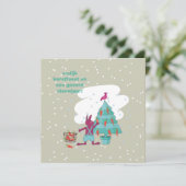 kerstkaart met konijn en wortelversiering カード (スタンド正面)