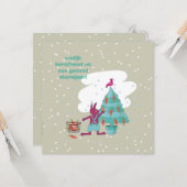 kerstkaart met konijn en wortelversiering カード (正面/裏面インサイチュ)