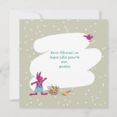 kerstkaart met konijn en wortelversiering カード (裏面)