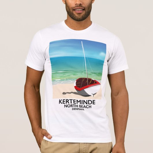 Kerteminde北ビーチデンマーク旅行ポスター Tシャツ (正面)
