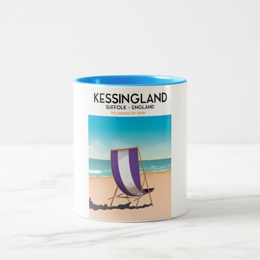 Kessingland, Suffolk Englandビーチ旅行ポスター ツートーンマグカップ (中央)