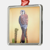 Kestrel、Falco sparverius、米国およびカナダへの先住民 メタルオーナメント (左)