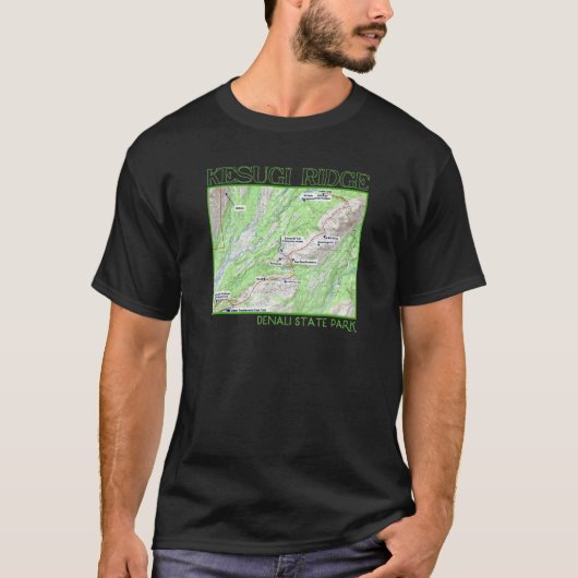Kesugi Ridge Hiking Map Denali State Park Alaska S Tシャツ (正面)