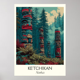 Ketchikan Alaska Totem Poles Forest ポスター