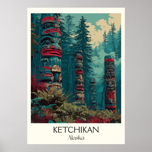 Ketchikan Alaska Totem Poles Forest ポスター (正面)