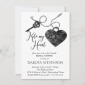 Keto Myハート |ロモダンックと鍵ブライダルシャワー 招待状 (正面)
