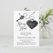 Keto Myハート |ヴィンテージ鍵ロックリハーサルディナー 招待状 (スタンド正面)