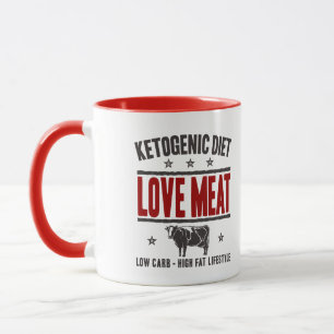 KETOGENICダイエット: 愛肉-低炭水化物の生命、赤い牛 マグカップ