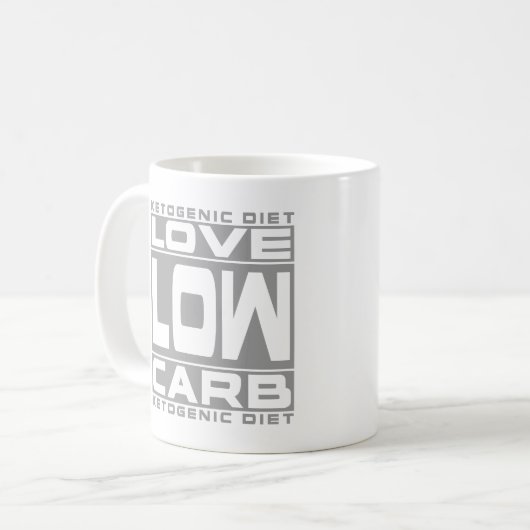 KETOGENICダイエット: 私は低炭水化物を愛します-より少ない砂糖を食べて下さい! コーヒーマグカップ (正面左)
