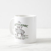 KETOGENICダイエット: 脂肪質の援助の発火、迷彩柄のブタを食べて下さい コーヒーマグカップ (正面左)