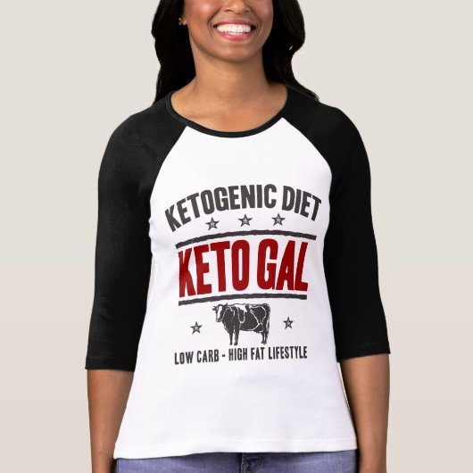KETOGENICダイエット: Keto Gal -キャブレターの自由な生命、赤い牛 Tシャツ (正面)