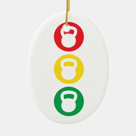 Kettlebellの交通ライトの準備ができたセットは行きます セラミックオーナメント (正面)