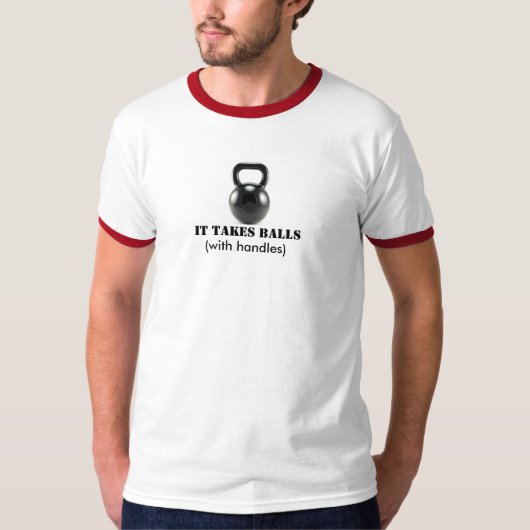 kettlebell、それは球を取ります、(ハンドルと) tシャツ (正面)