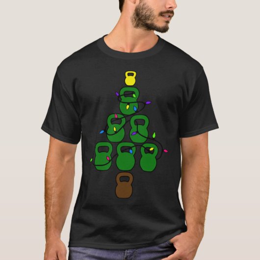 Kettlebell Christmas Tree With Lights Tシャツ (正面)