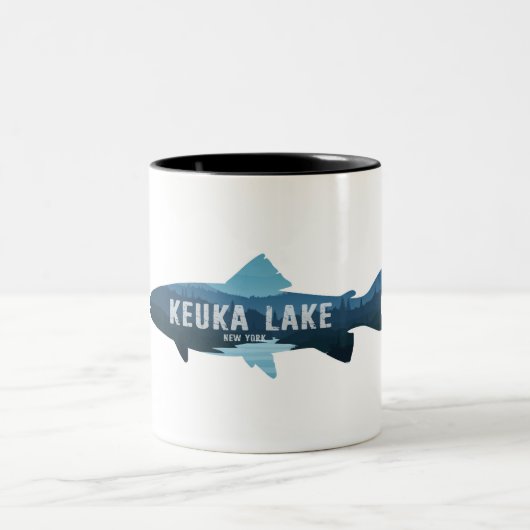 Keuka Lake New York Fish ツートーンマグカップ (中央)