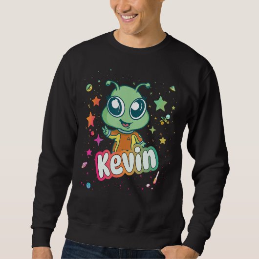 KEVIN – かわいい男の子の名前かわいいエイリアン スウェットシャツ (正面)