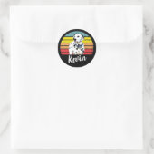 Kevin Retro Sunset Round Classic Round Sticker ラウンドシール (バッグ)
