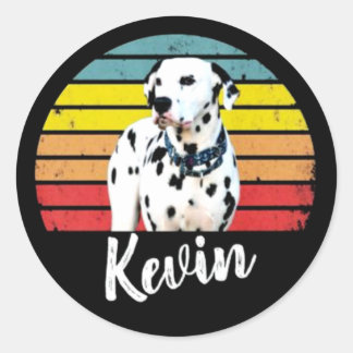 Kevin Retro Sunset Round Classic Round Sticker ラウンドシール