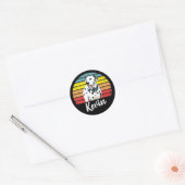 Kevin Retro Sunset Round Classic Round Sticker ラウンドシール (封筒)