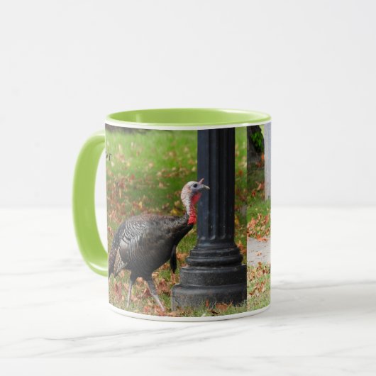 Kevin The Turkey - Old Wethersfield, CT (2写真) マグカップ (正面左)