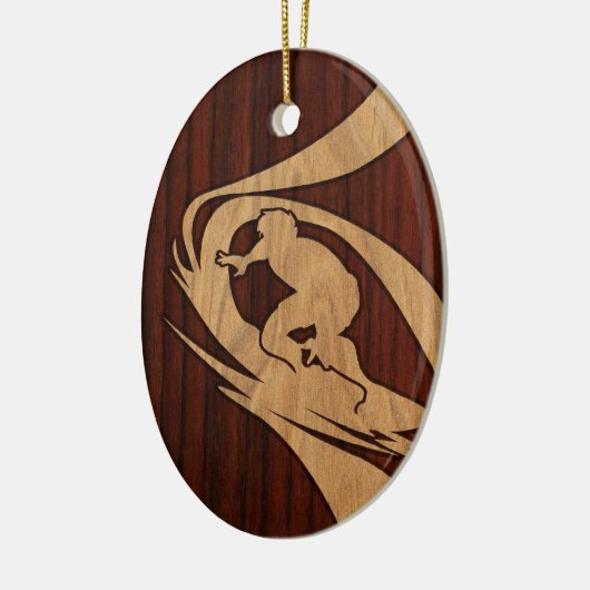 Kewalosのハワイのサーファーののど木 セラミックオーナメント (左)