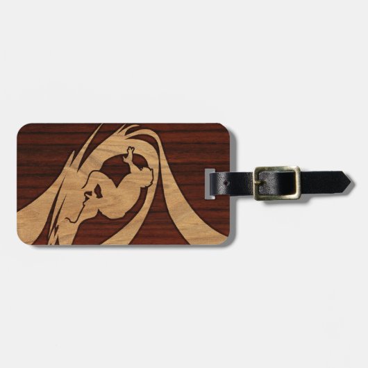 Kewalosのハワイのサーファーのフェイクな木製の荷物のラベル ラゲッジタグ (正面横)