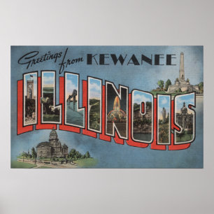 Kewanee、イリノイ-大きい手紙場面 ポスター