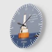 Keweenaw Waterway上部入り口ライト2023クロック ラージ壁時計 (傾斜)