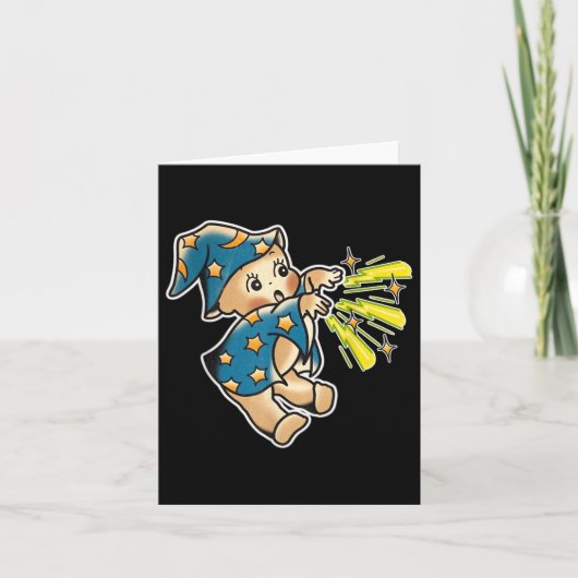 Kewpieベビーウィザー伝統的ドTattoo Flash カード (正面)