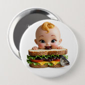 Kewpie Fan Burger Doll Large Badge 缶バッジ (正面&裏面)