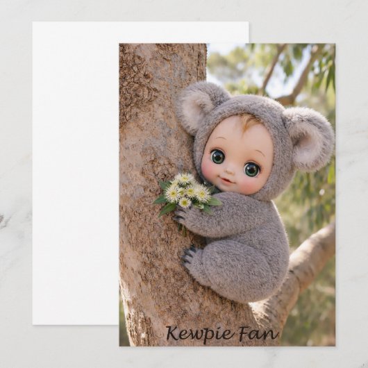 Kewpie Fan Koala Baby Notecard 招待状 (正面/裏面)