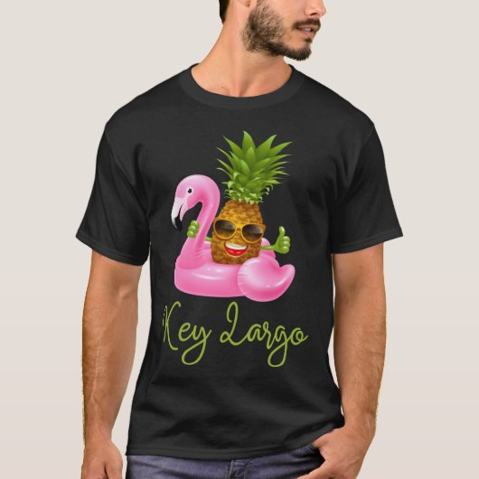 Key Largo Florida Beach Tropical  Flamingo Pineapp Tシャツ (正面)