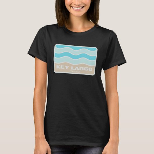 Key Largo Florida Retro FL Waves Beach Souvenir Tシャツ (正面)