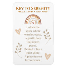 「Key to Serenity」マグネット - 詩的なデザインで心を癒す