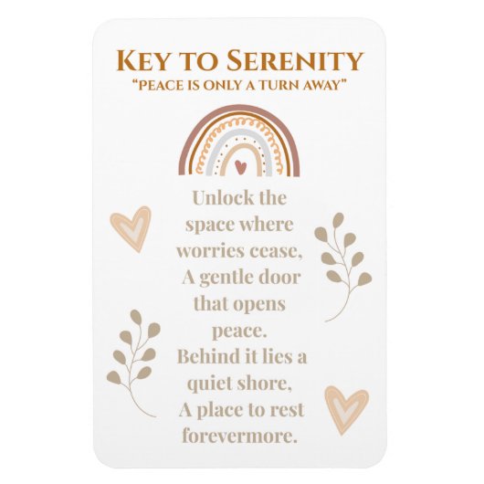 「Key to Serenity」マグネット - 詩的なデザインで心を癒す マグネット (縦)