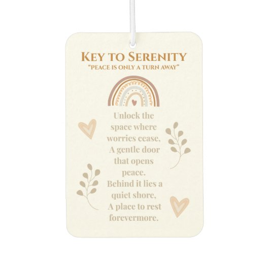 Key to Serenity 車用芳香剤 - 励ましのメッセージ (正面)