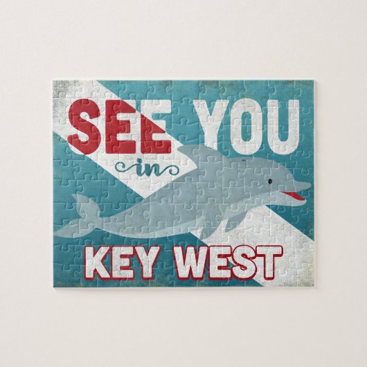 Key Westのイルカ-レトロのヴィンテージ旅行 ジグソーパズル (横)