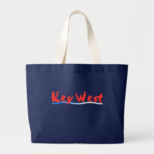 Key Westのビーチのバッグ ラージトートバッグ (正面)