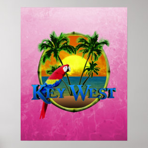 Key Westのピンクの日没 ポスター