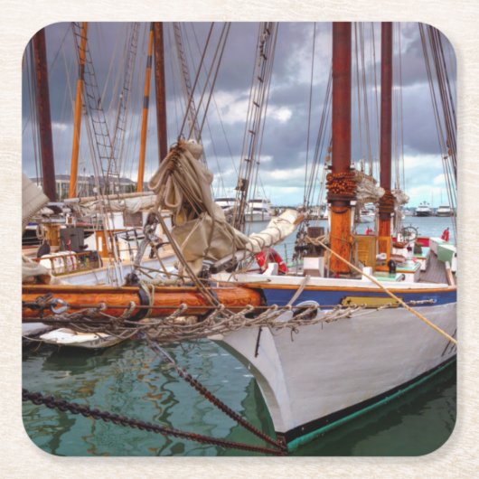 Key WestのヨットMorred スクエアペーパーコースター (正面)