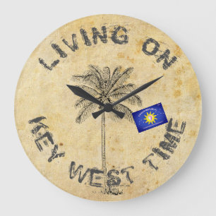 KEY WESTの時間の生存 ラージ壁時計