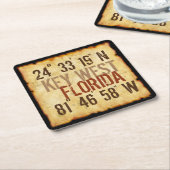 Key Westの緯度のコースター スクエアペーパーコースター (アングル)
