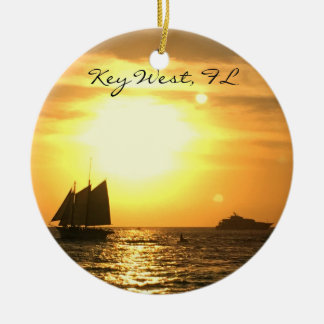 Key WestのFLのヨットの日没 セラミックオーナメント