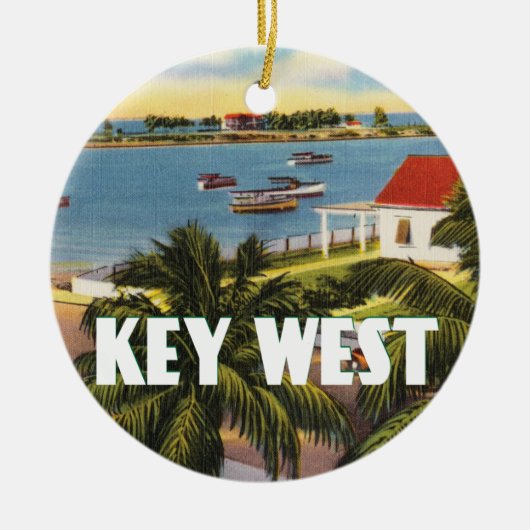 Key Westフロリダのヴィンテージ場面 セラミックオーナメント (正面)