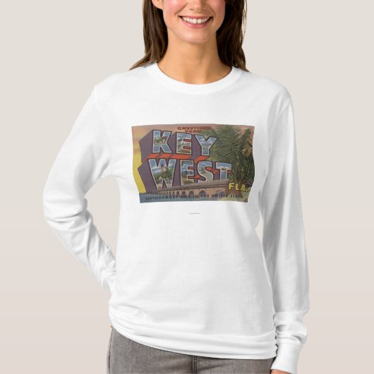 Key West、フロリダ-大きい手紙場面 Tシャツ (正面)