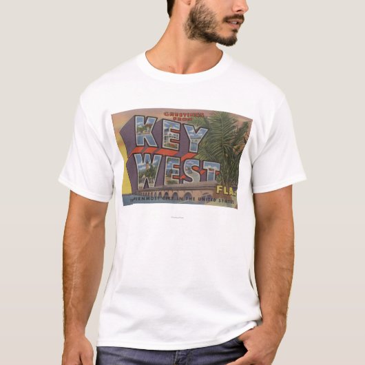 Key West、フロリダ-大きい手紙場面 Tシャツ (正面)